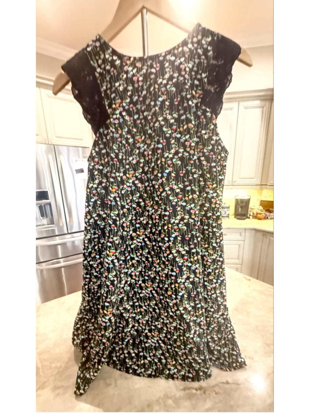 MNG Floral Mini Dress SWING SLEEVELESS Black Multicolor Size 8 medium